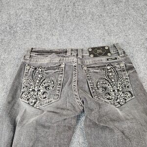 Miss Me JP4369-4 Bootcut Jeans Black Faded Fleur De Lis Studded Size 30